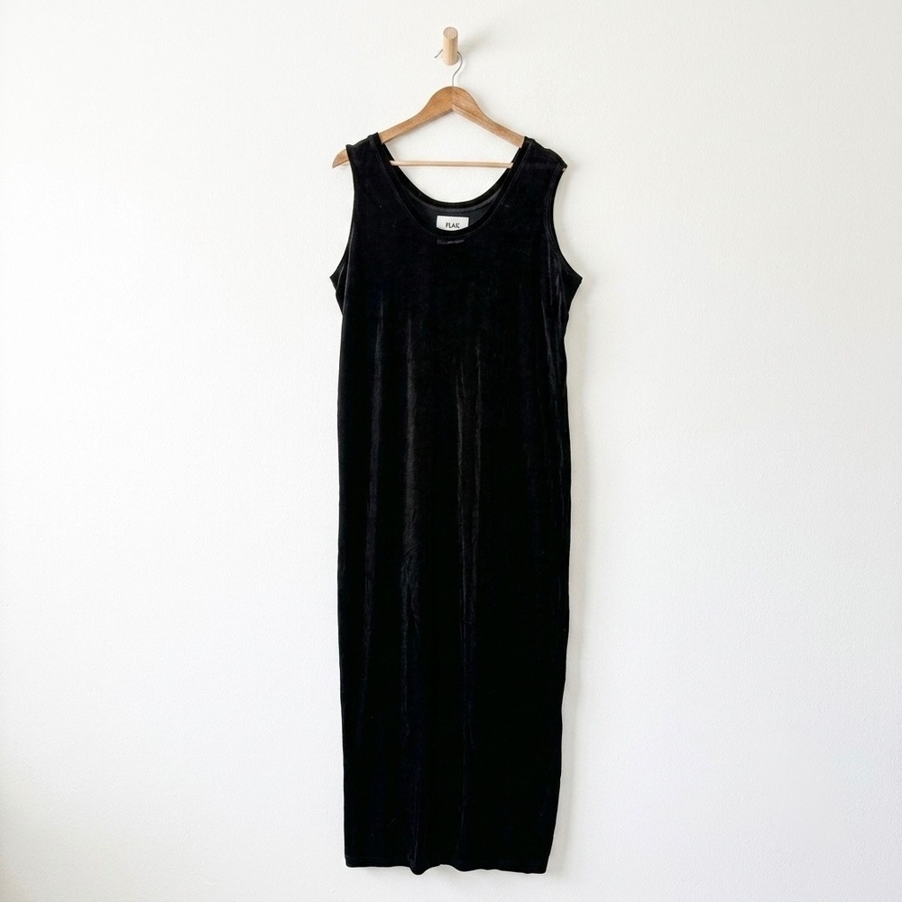 FLAX by Jeanne Engelhart Stretchy Slinky Maxi Dress Black Size Large Travel Knit